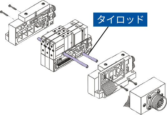 タイロッドタイプマニホールドをタイロッドおよび接合金具により連結(jié)。マニホールドのねじれに強(qiáng)い。